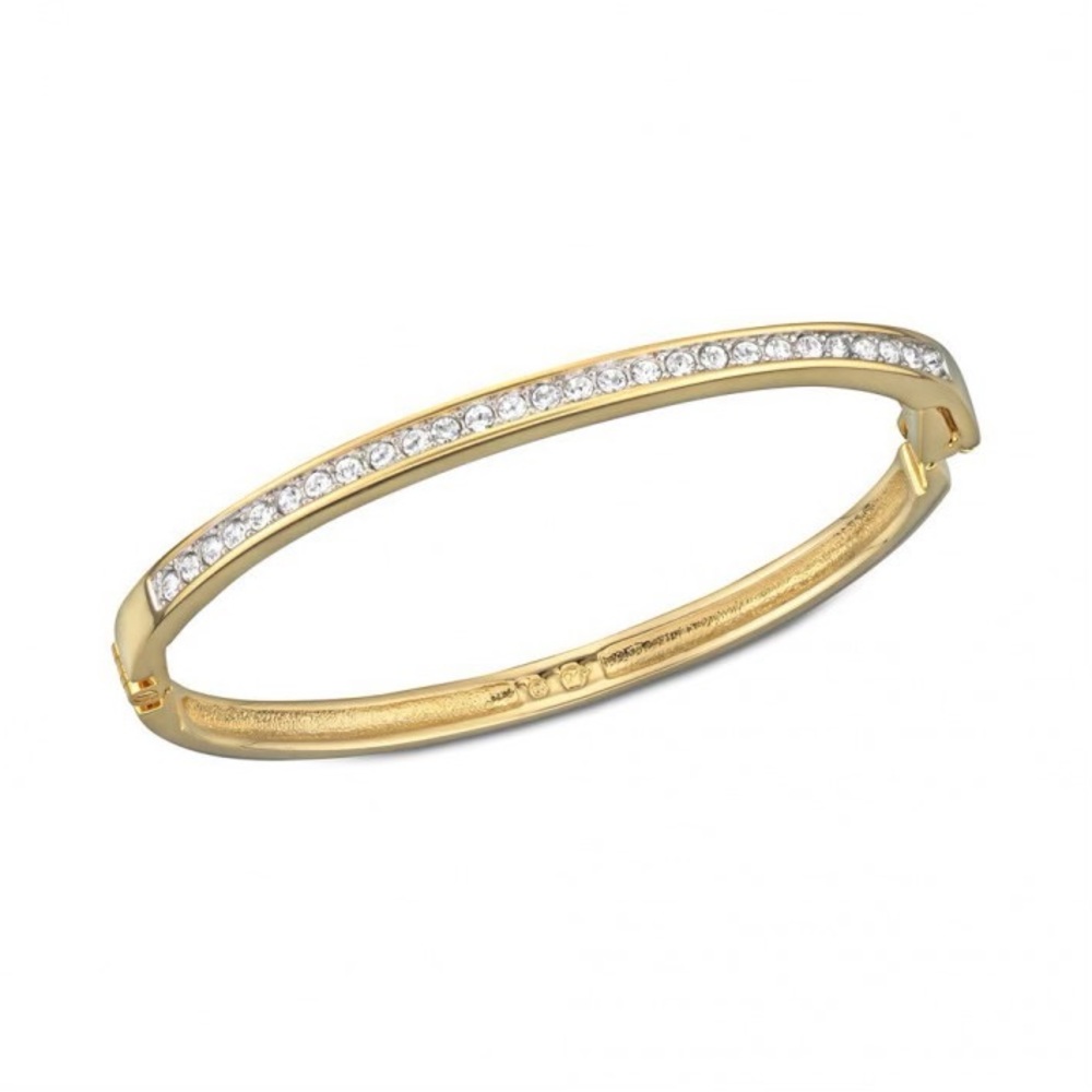 SOLD Brand New Swarovski Channel-Set Gold-Plated Clasp Bangle ✨